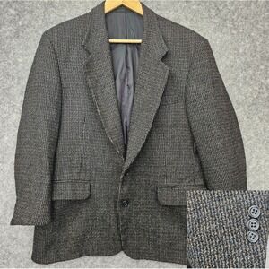 Peruvian Alpaca Blazer Mens 40S M Black LE COLLEZIONI Tweed Fleck Sport Coat USA